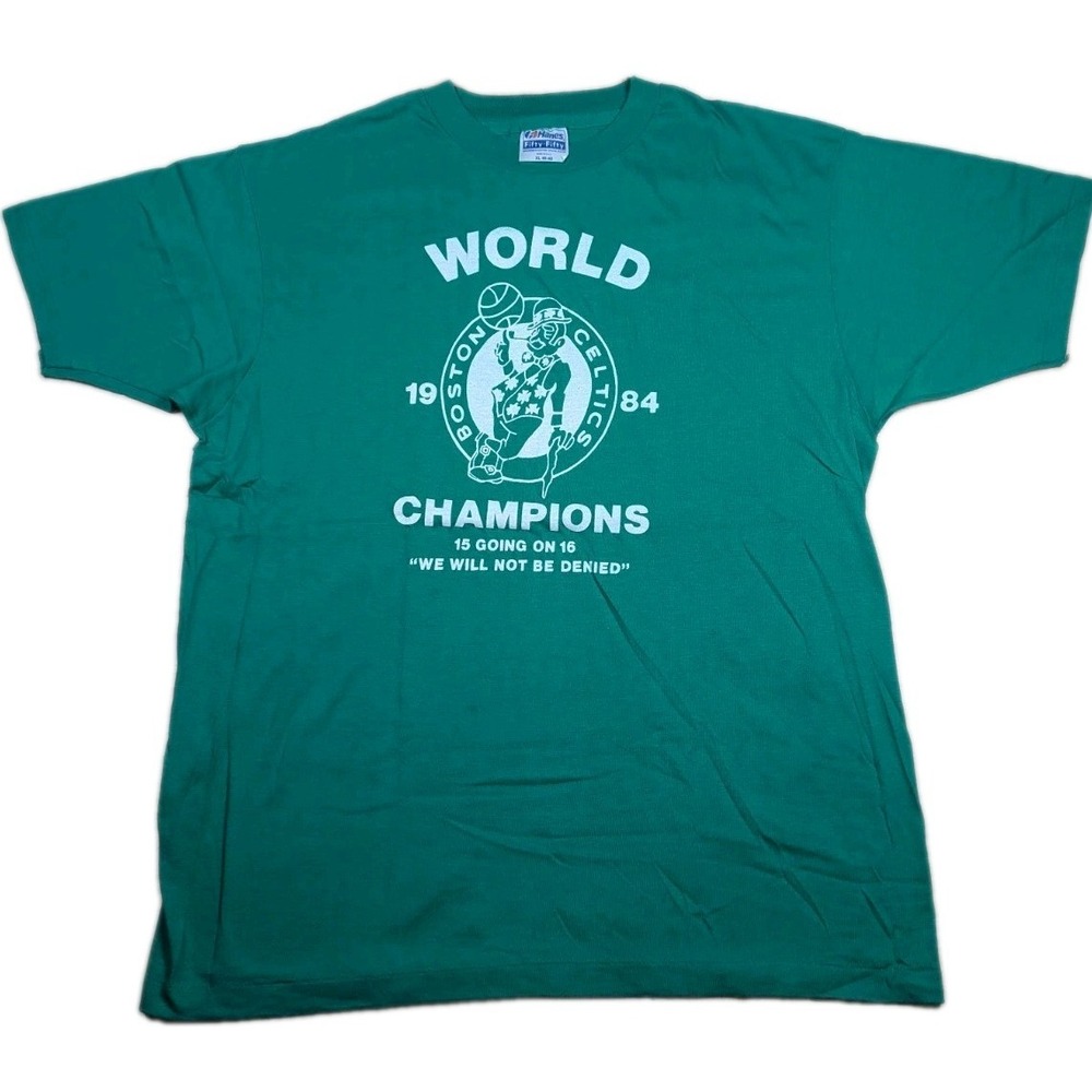Vintage 80s NBA Boston Celtics World Champions Hanes 50/50 Shirt USA Sz XL